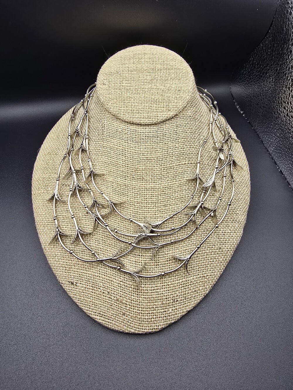 Cookie Lee Multi-Strand Silver Leaf Necklace - Picture 3 of 6
